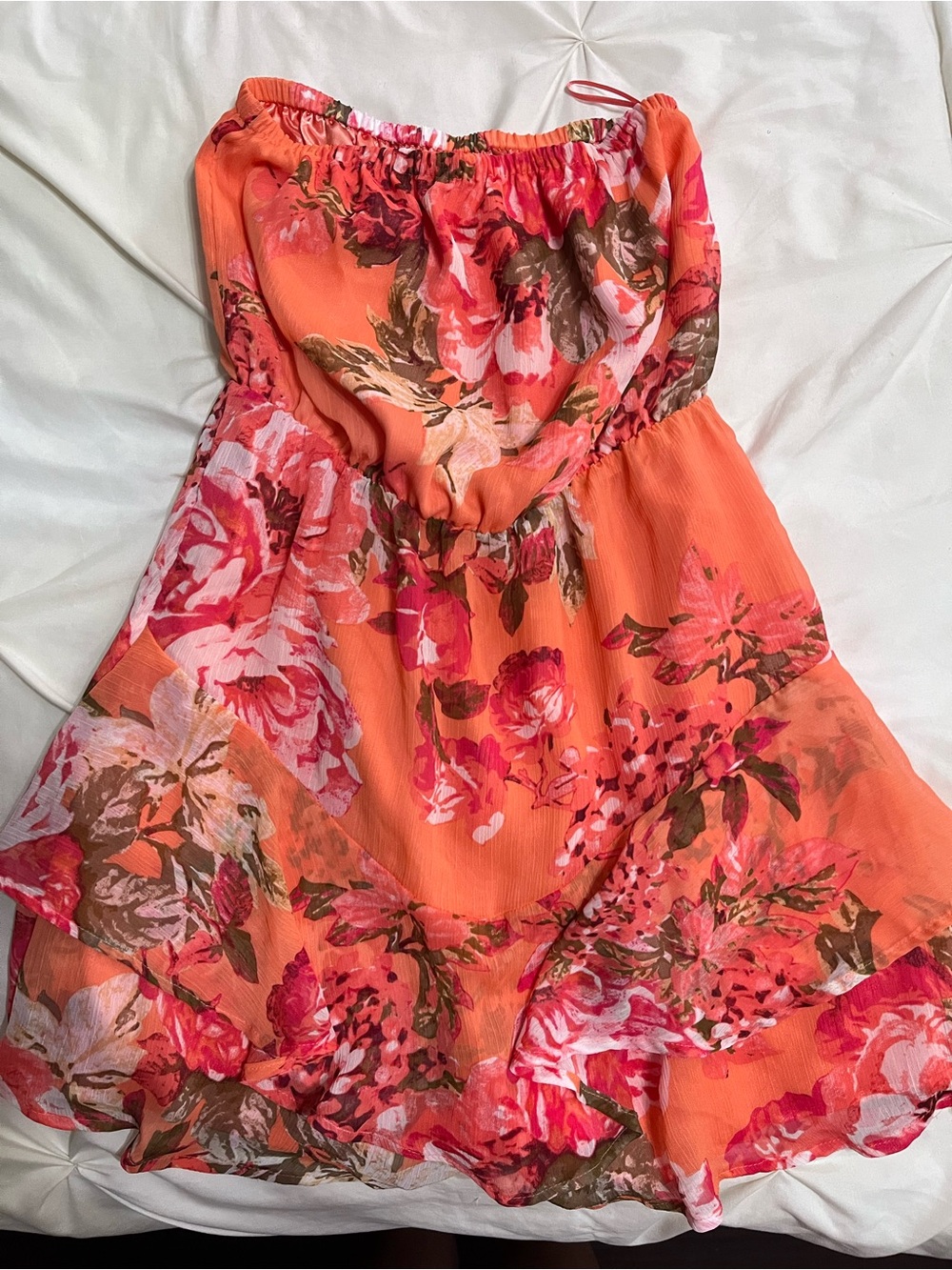 Express Girls Orange Floral Strapless Sundress